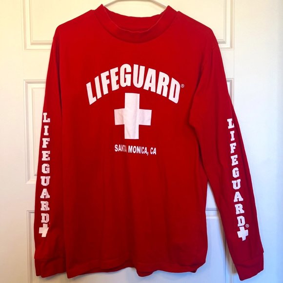 Santa Montica Lifeguard Shirt Red Long-Sleeved Excellent Condition. - Picture 1 of 5